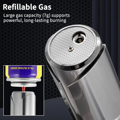 💯🔥1800°C Jet Torch Lighter,Butane Refillable Windproof Adjustable Flame Intensity