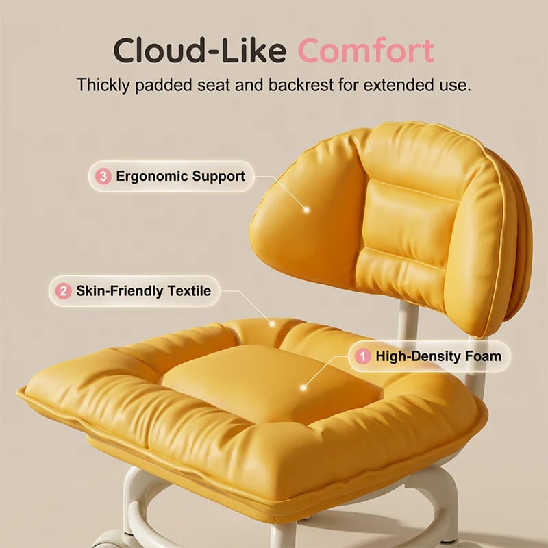 🛠️Ergonomic Rolling Work Stool with Back Support, Plush Seat & Whisper-Quiet Wheels ✨
