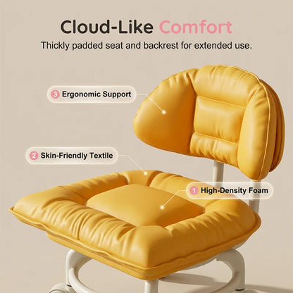 🛠️Ergonomic Rolling Work Stool with Back Support, Plush Seat & Whisper-Quiet Wheels ✨
