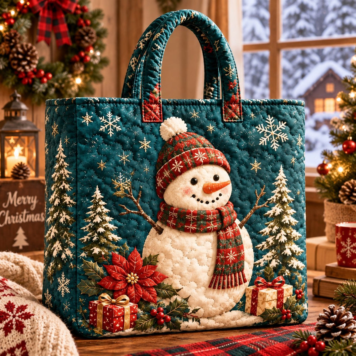 🎄❤️ Festive Quilted Shopper Bag – Spacious Holiday Carryall for Gifts & More