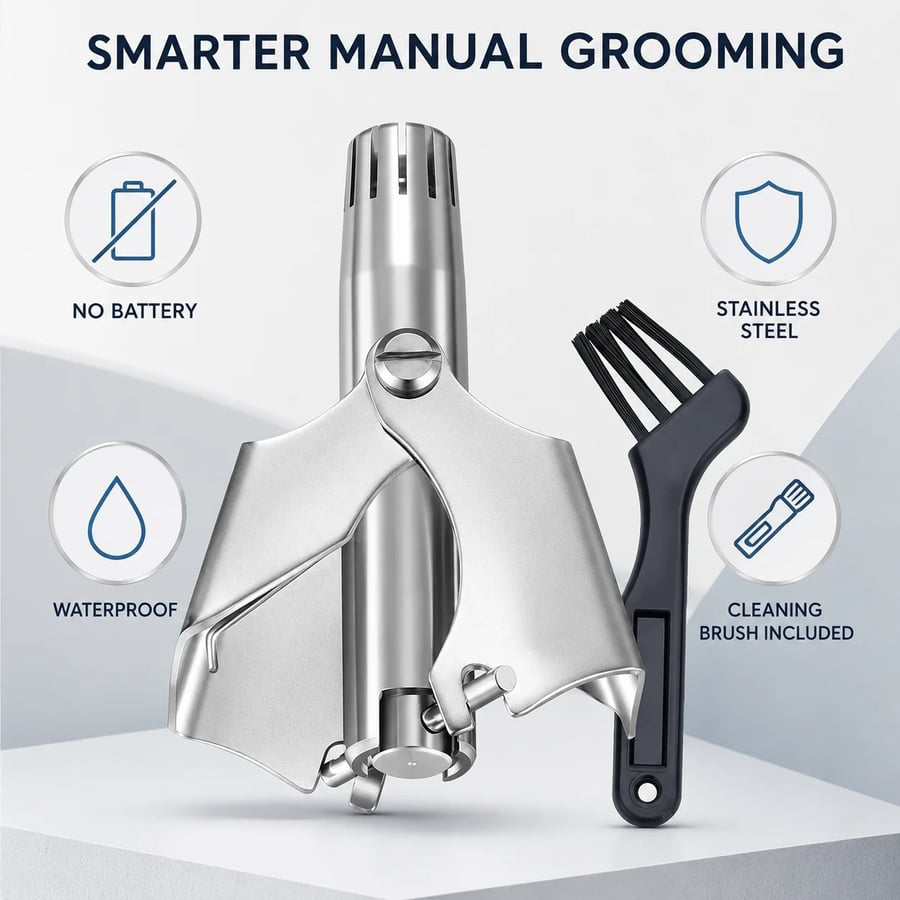 ✂️ Manual Nose Hair Trimmer – Stainless Steel Grooming Tool