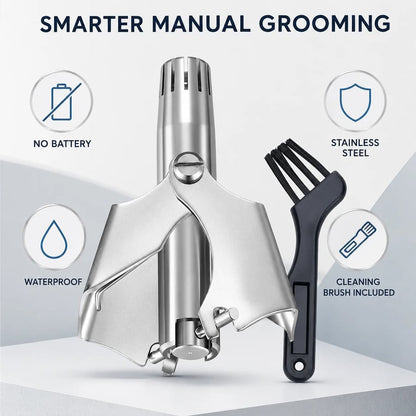 ✂️ Manual Nose Hair Trimmer – Stainless Steel Grooming Tool