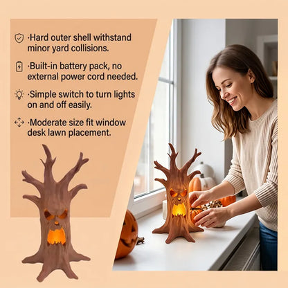 👻Spooky Haunted Tree Trunk Ornament 3D Printable LED Candle Holder Halloween Glowing Table Decor