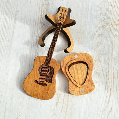 🎁Mini Cute Edition Wooden Guitar Plectrum Case🎸