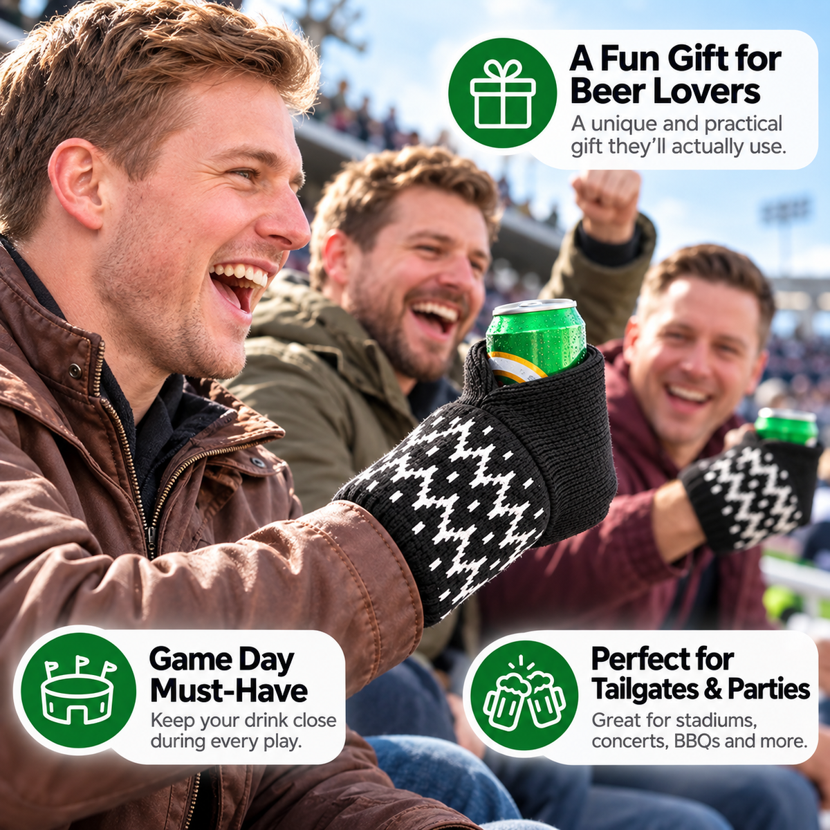 Game-Day Knit Can Cozy 🥤 – Hands-Free Wearable Drink Holder