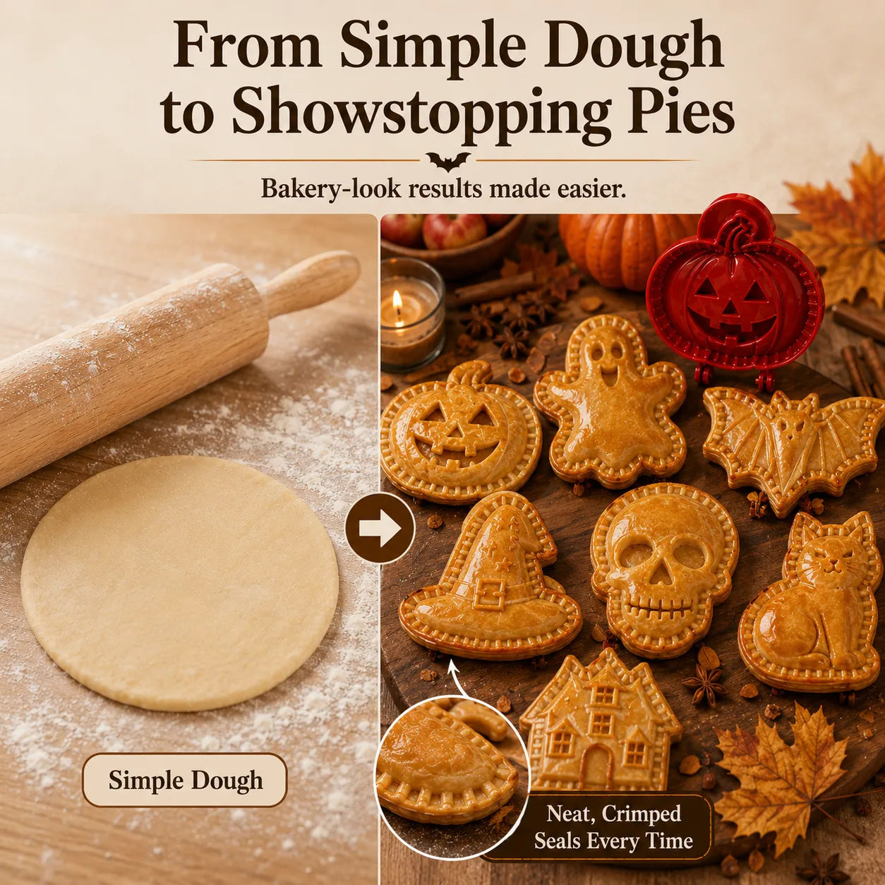 🎃 8-Piece Halloween Mini Hand Pie Mold Set✈️