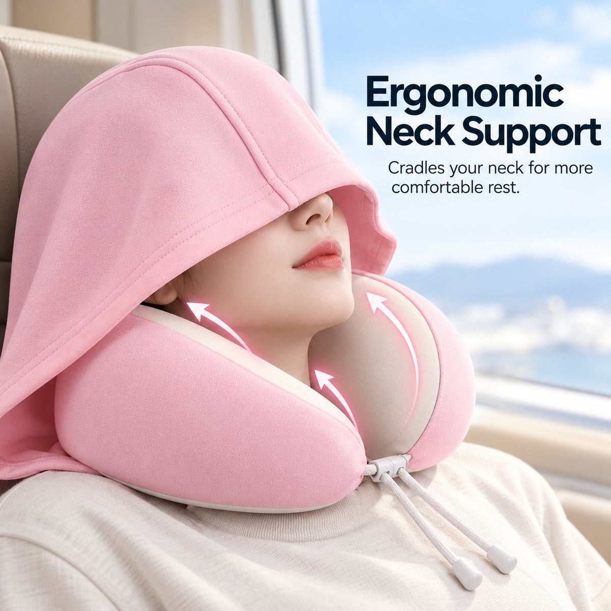 ✈️😴 Hooded Travel Neck Pillow – Cozy Privacy & Support On the Go