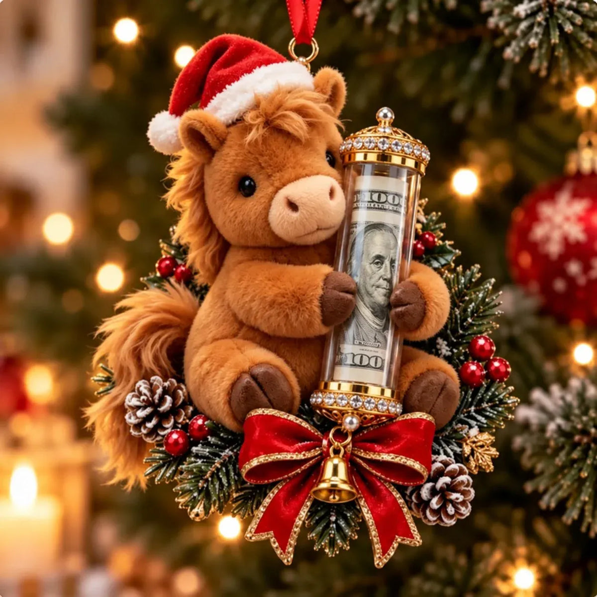 ⏳ Last Day 49% OFF – 🎄3D Christmas Money Plush Ornament | 13 Cute Animal Designs with Reusable Cash & Coin Holder 🎁