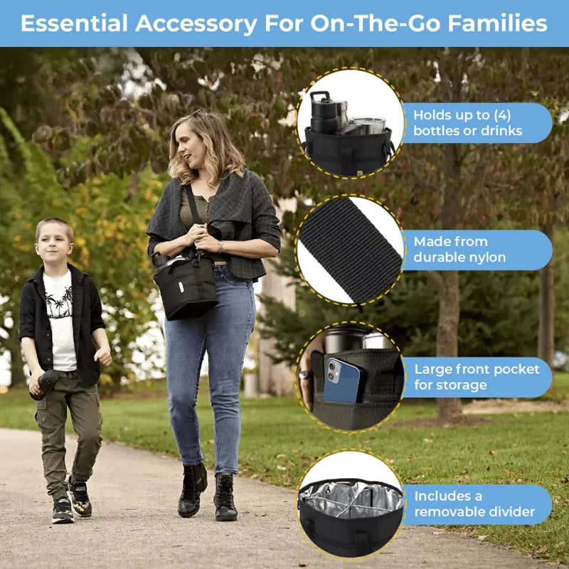 🥤✨ Family-Size 4-Compartment Drink Bag – Carry More Drinks, Keep Them Organized
