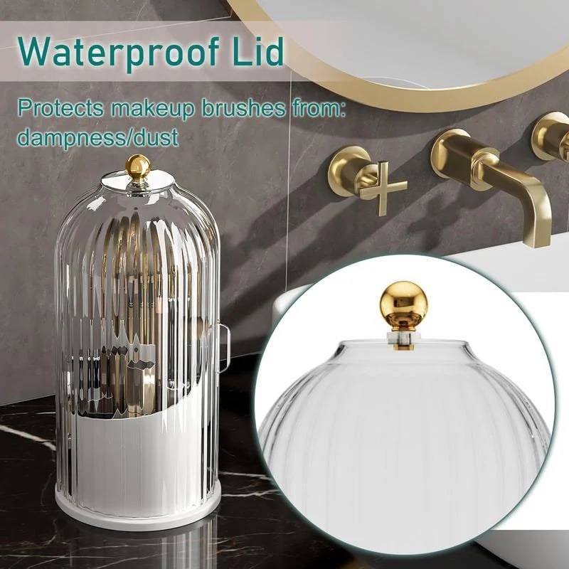🪥 Covered Toothbrush Organizer – Dustproof Bathroom & Makeup Brush Storage