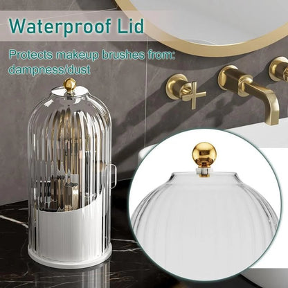 🪥 Covered Toothbrush Organizer – Dustproof Bathroom & Makeup Brush Storage