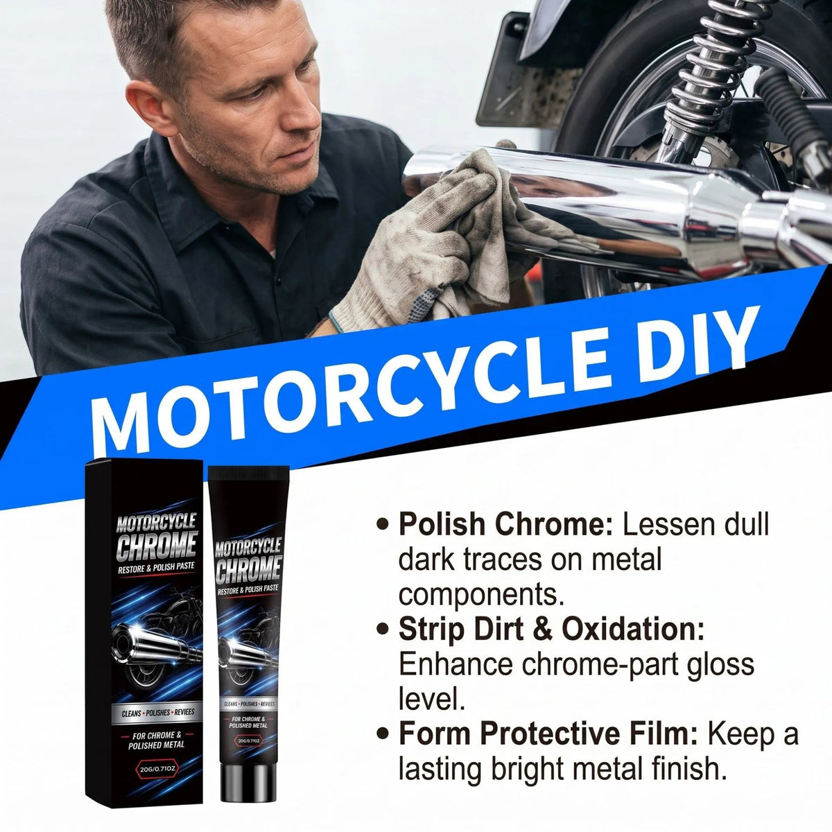 🛠️Motorcycle Chrome Polish Paste ✨Metal Oxidation Remover & Restorer