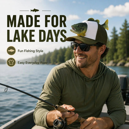 💯Funny 3D Bass Fish Trucker Hat – Unique Gift for Dads & Fishing Lovers