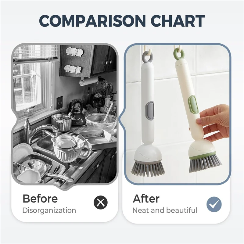 🧽 Adjustable Long-Handle Dish Brush with Built-In Soap Dispenser