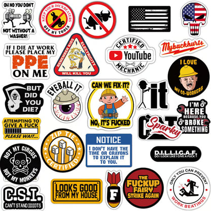 🔥 2026 Summer Sale – 150PCS Funny Blue Collar Hard Hat Stickers