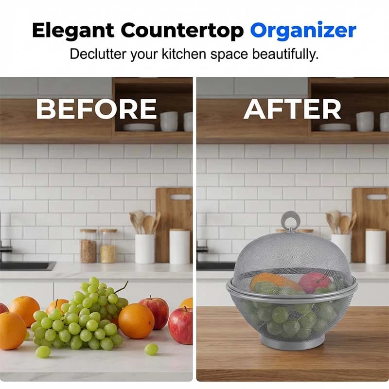 50% Off 🍒 Lidded Produce Keeper Basket – Fresh, Organized & Countertop Chic ✨