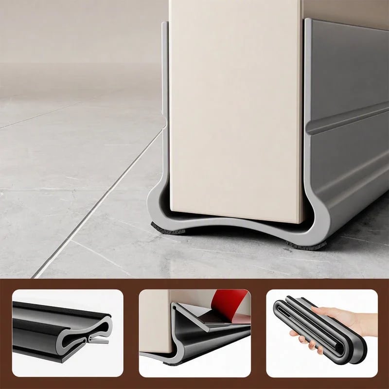 🚪 Triple-Seal Door Draft Stopper – Self-Adhesive Noise & Bug Barrier