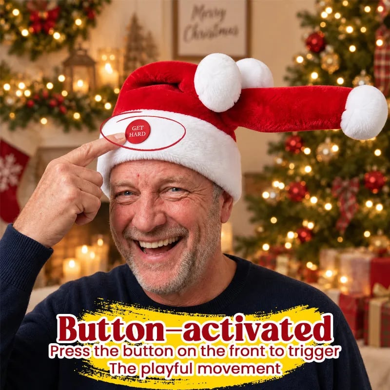 🎅 Animated Naughty Santa Hat – Moving Christmas Headwear for Holiday Parties