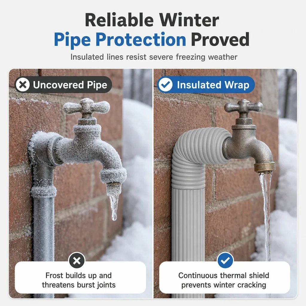Winter Pipe Insulation Wrap ❄️ – Adhesive Foam for Outdoor Pipes