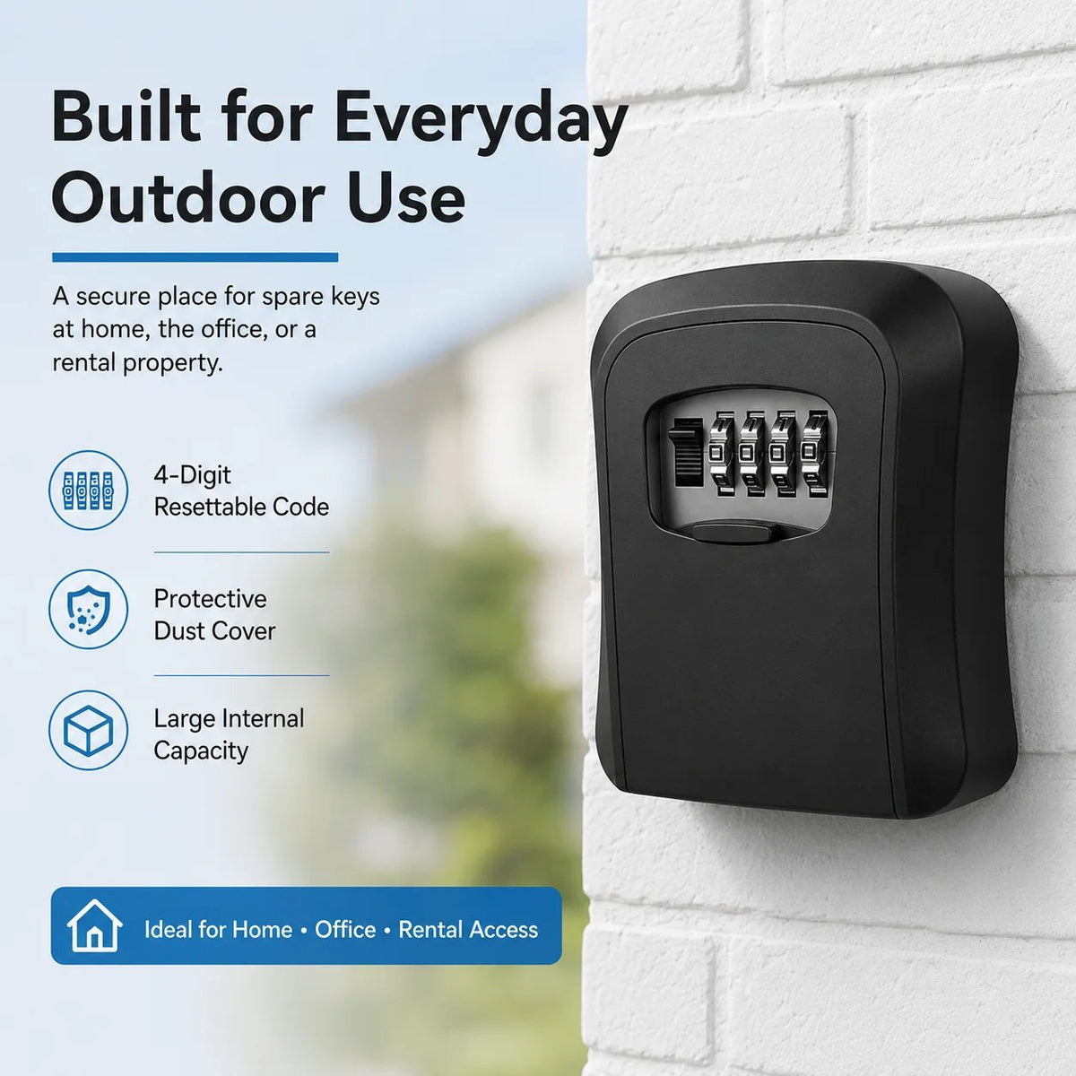4-Digit Wall-Mounted Key Lock Box 🔐 – Secure Spare Key Storage