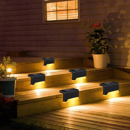 🌞 Solar LED Step & Pathway Lights – Weatherproof Black Wall Lamps with Warm Glow | Buy 2, Get 2 Free 🔥