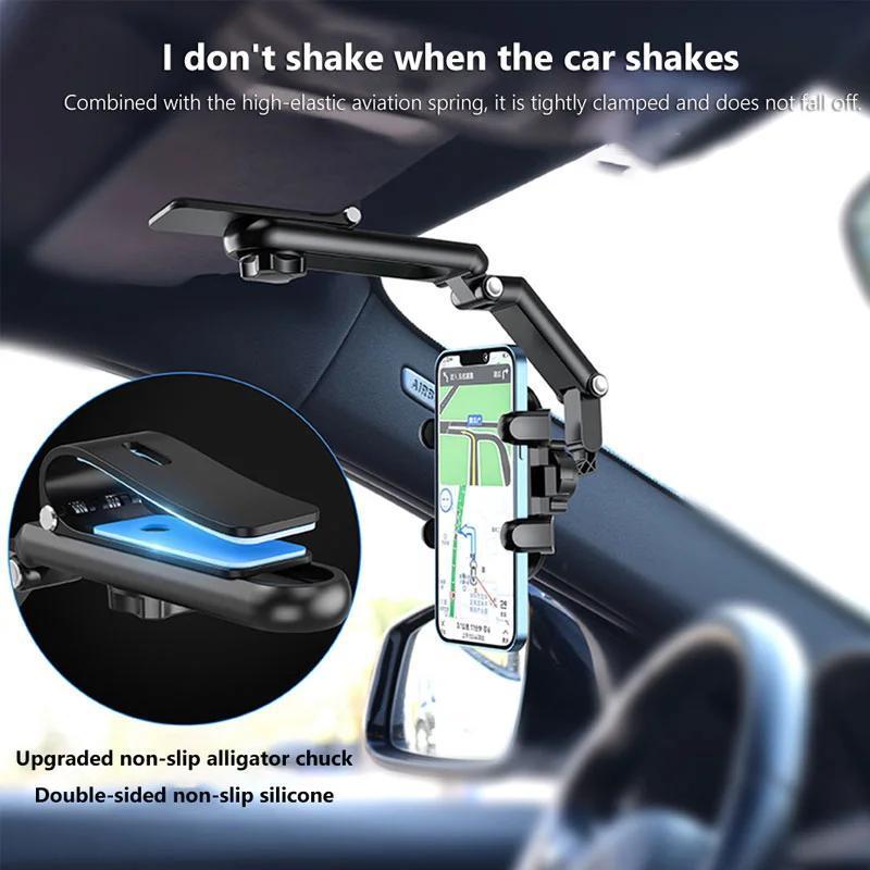 🚗 Universal Car Phone Holder for Sun Visor, 360° Rotating, Retractable & Anti-Slip Secure Mount