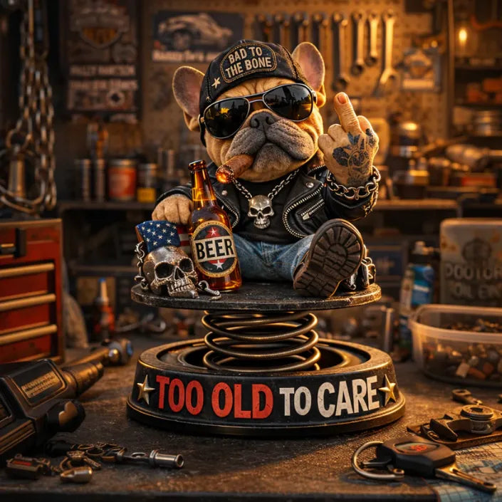 Grumpy “Too Old to Care” Bobblehead – Fun Spring-Loaded Car Dashboard Decor