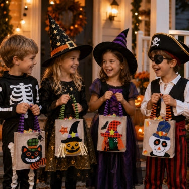 Whimsical Halloween Trick-or-Treat Bags, Set of 4