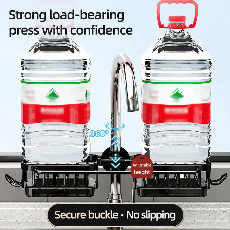 Stainless Steel Over-Faucet Rack 🧽 – Sink Sponge Organizer with Removable Drip Tray
