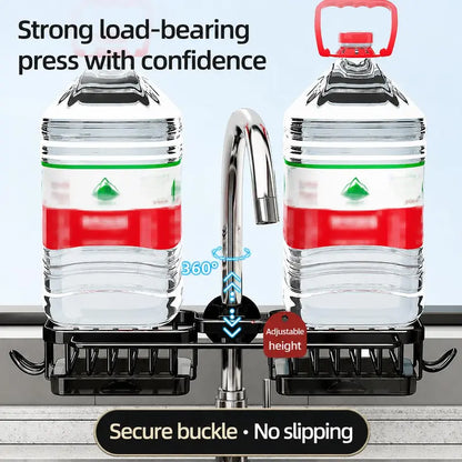Stainless Steel Over-Faucet Rack 🧽 – Sink Sponge Organizer with Removable Drip Tray