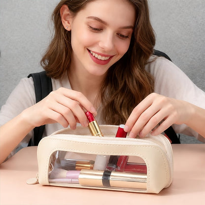 Compact Clear Makeup Bag ✨ – Handy Everyday Cosmetic Storage Pouch