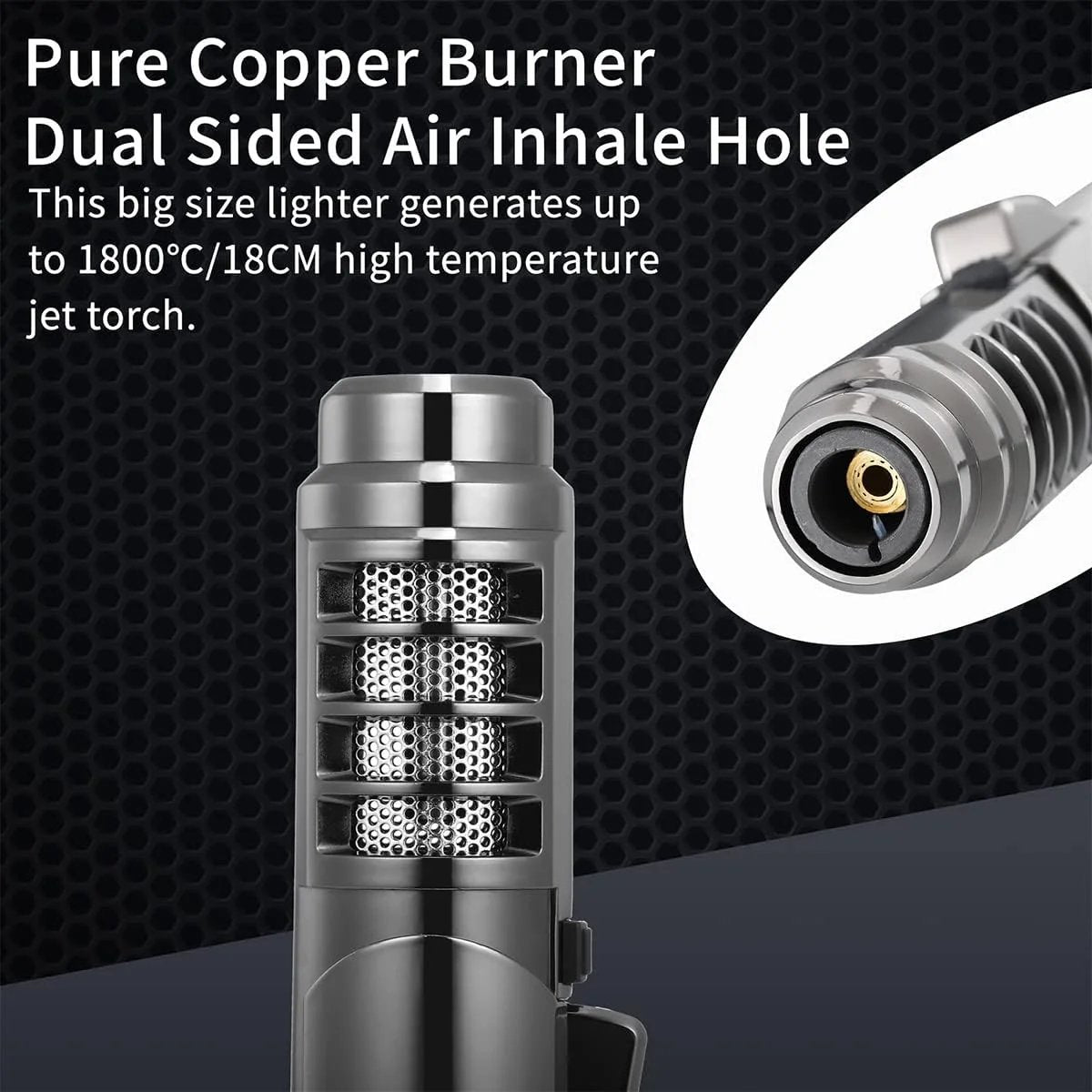 💯🔥1800°C Jet Torch Lighter,Butane Refillable Windproof Adjustable Flame Intensity