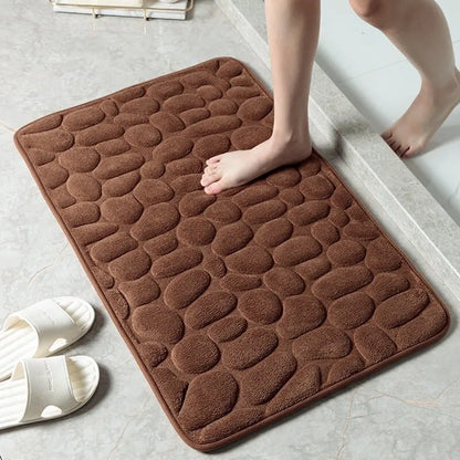 🛁 Cobblestone-Textured Bath Mat – Soft Bathroom Rug, Gray 40×60cm