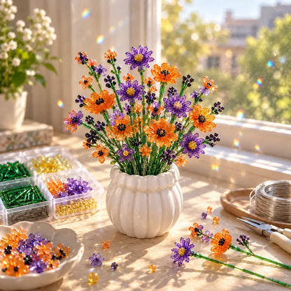 🌼✨DIY Beaded Wildflower Bouquet Kit – Handmade Crystal Flower Craft Set🌸✨