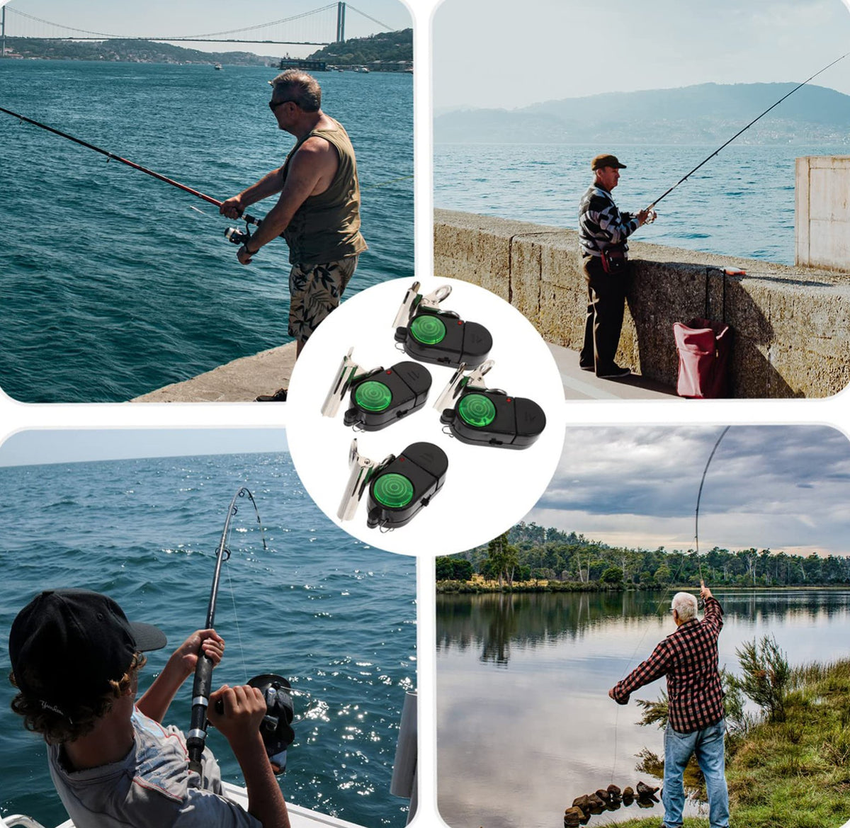 🎣 2-Pack Fishing Bite Alarms – Single-Light Fishing Alert Set