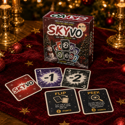 🎄 SKYNO Christmas Edition – Fast-Paced Strategic Card Game for Family & Friends 🎴