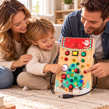 Christmas Wooden LED Busy Board – Interactive Sensory Learning Toy