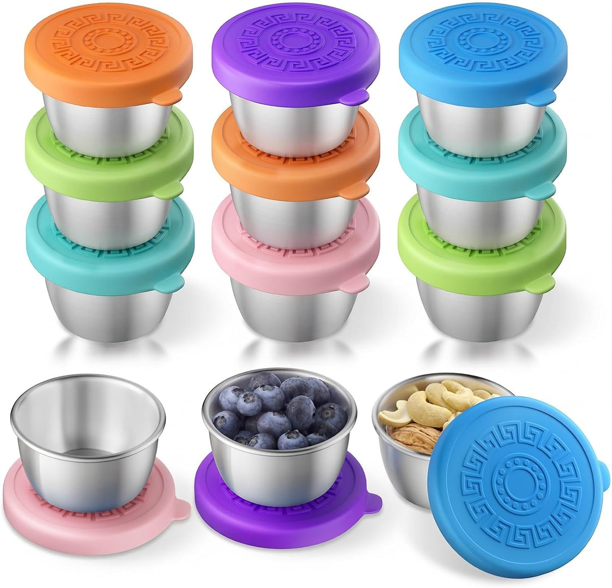 12-Piece Mini Condiment Cup Set 🥫 1.6 oz Leakproof Sauce Containers with Secure Lids for Lunches, Dips & Dressings