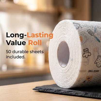 🧽 50-Count Reusable Cleaning Cloth Roll – Handy Household Wipes