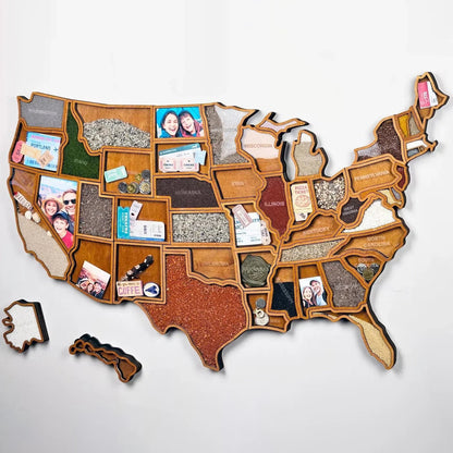 🎉🎁 Personalized USA Travel Memory Map – Collect & Display Your Travel Keepsakes