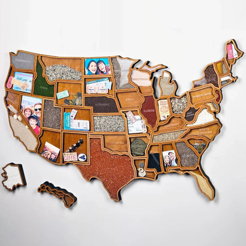 🎉🎁 Personalized USA Travel Memory Map – Collect & Display Your Travel Keepsakes