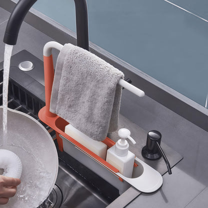 ✨🧽 Telescopic Sink Storage Rack – Adjustable Space-Saving Organizer for a Cleaner Sink