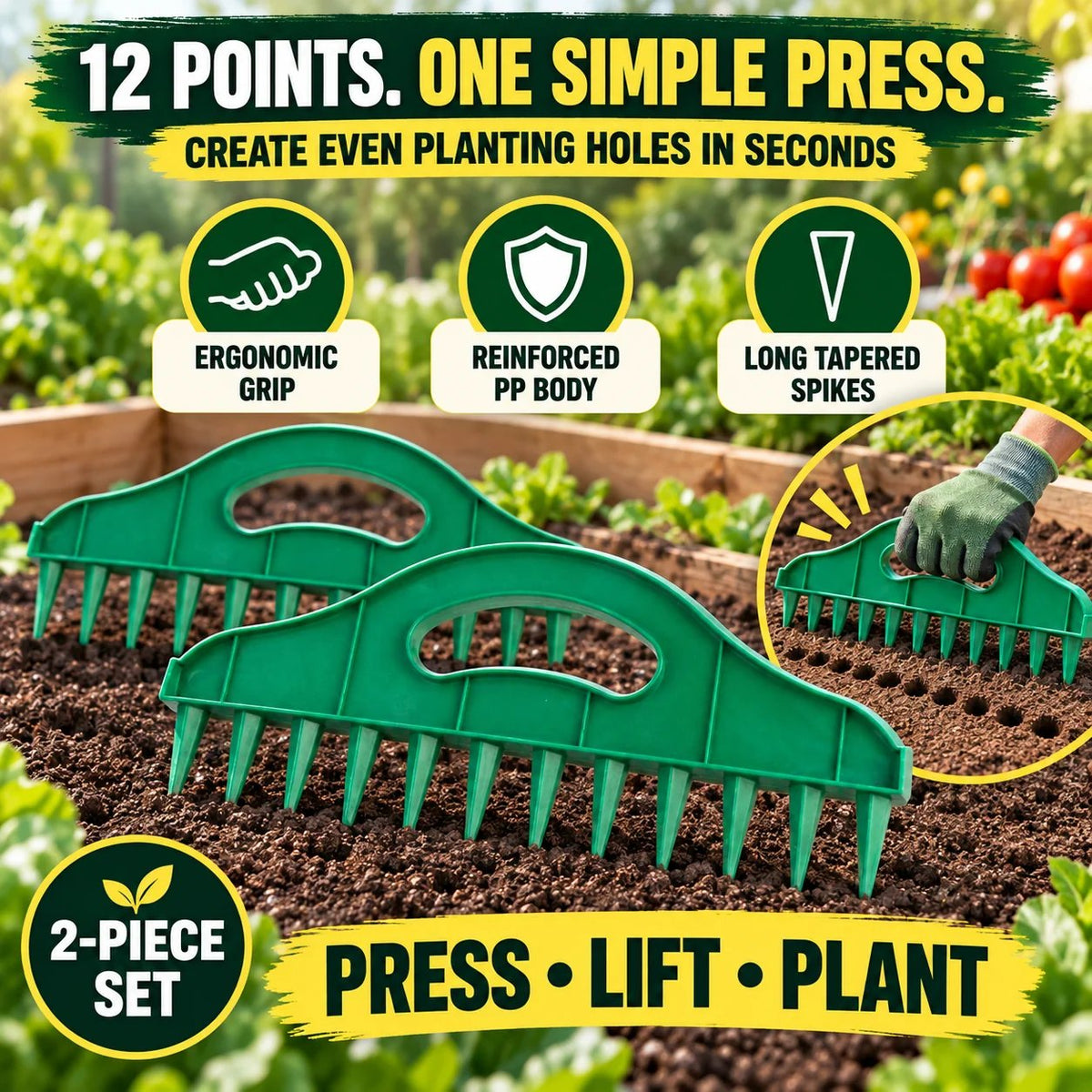 🌱 Plant Perfect Rows Faster – 2-Piece Seed Sowing Spacer & Soil Furrow Guide
