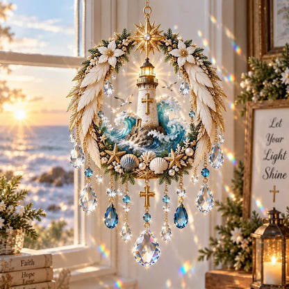 👶 Holy Family Nativity Window Prism ✝️ Rainbow-Making Crystal Sun Catcher, 12.6 × 9.4 in ✨