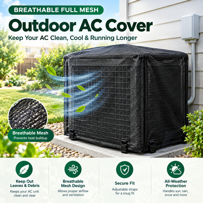 🍂 Heavy-Duty Mesh AC Cover – All-Season Outdoor Protection