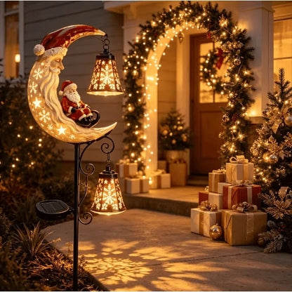🎅Christmas Early Discount 49% Off 🌙Santa’s Moonlight Lantern Solar Garden Stake⛄