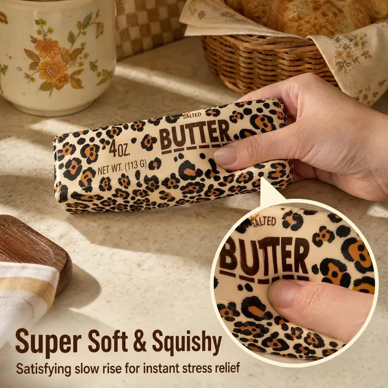Leopard-Print Butter Squishy 🐆 – Soft Slow-Rising Fidget Toy