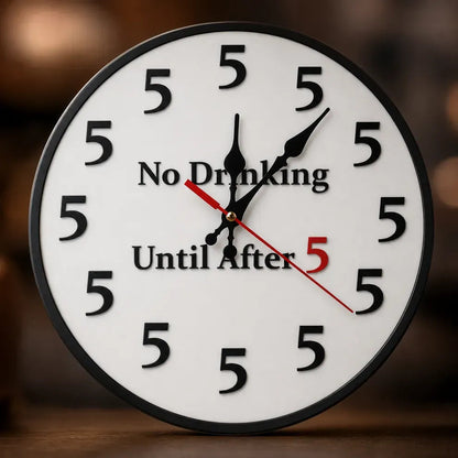 Happy Hour Starts at Five 🍹 Funny Round Wall Clock for Bar & Kitchen Décor