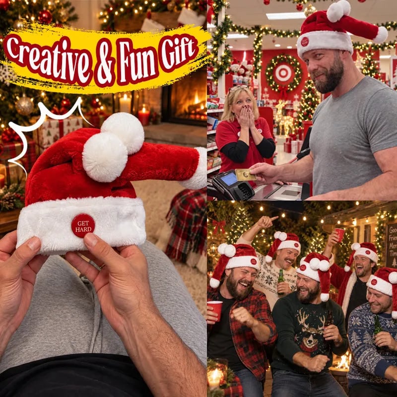 🎅 Animated Naughty Santa Hat – Moving Christmas Headwear for Holiday Parties