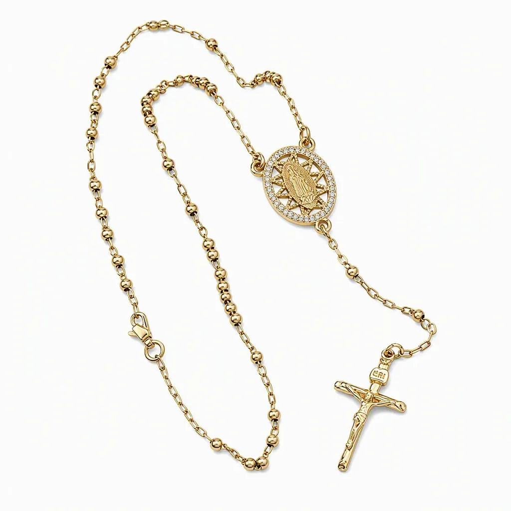 ✝️ LIMITED‑TIME 50% OFF! ✨ Retro Gold Tone Virgin Mary Crucifix Necklace – Vintage, Elegant, Daily‑wear 💛